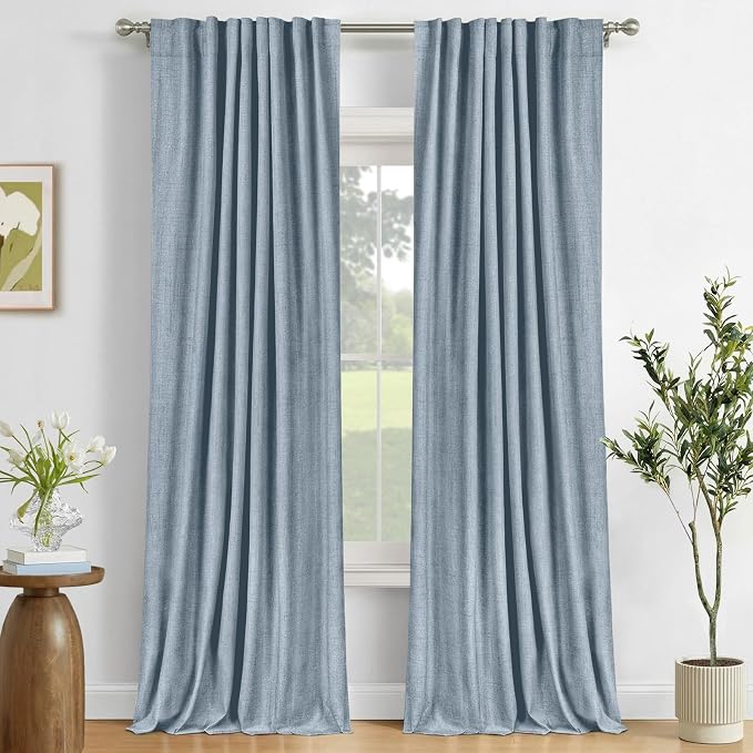 Faux Linen Total Blackout Curtains by 100BlackoutShield