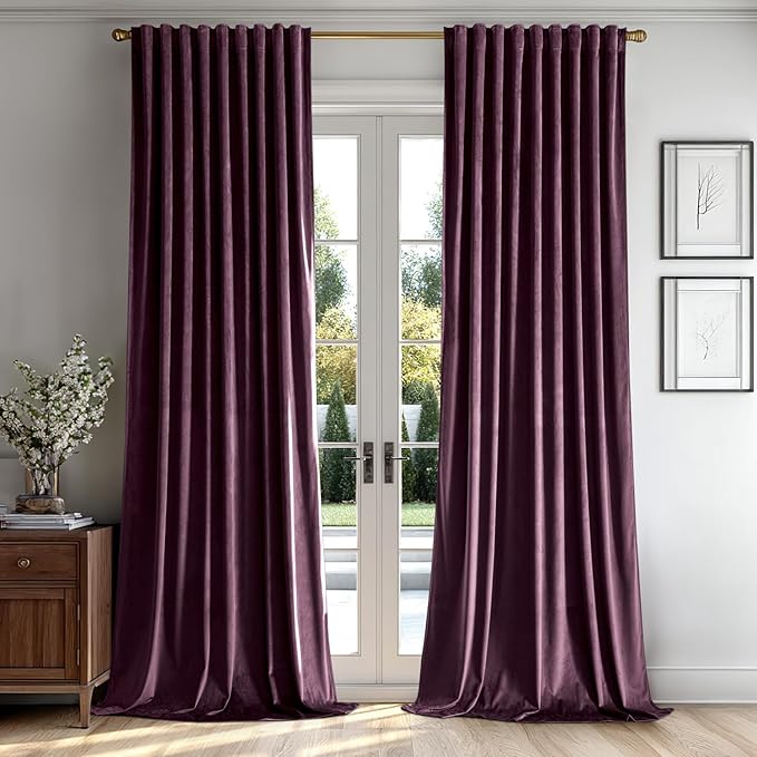 MIULEE Dark Purple Velvet Curtains 52x108 inches Luxury Blackout Curtains | by MIULEE
