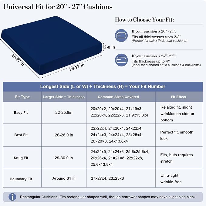 8Pcs Patio Cushion Covers Stretch Outdoor Furniture Protector Slipcovers | - Image 3