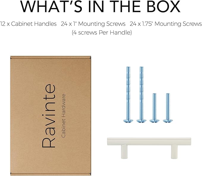 Ravinte 12 Pack | 5 Inch Cabinet Pulls White Stainless Steel Kitchen Drawer Pulls Cabinet Handles 5 InchLength, 3 Inch Hole Center
