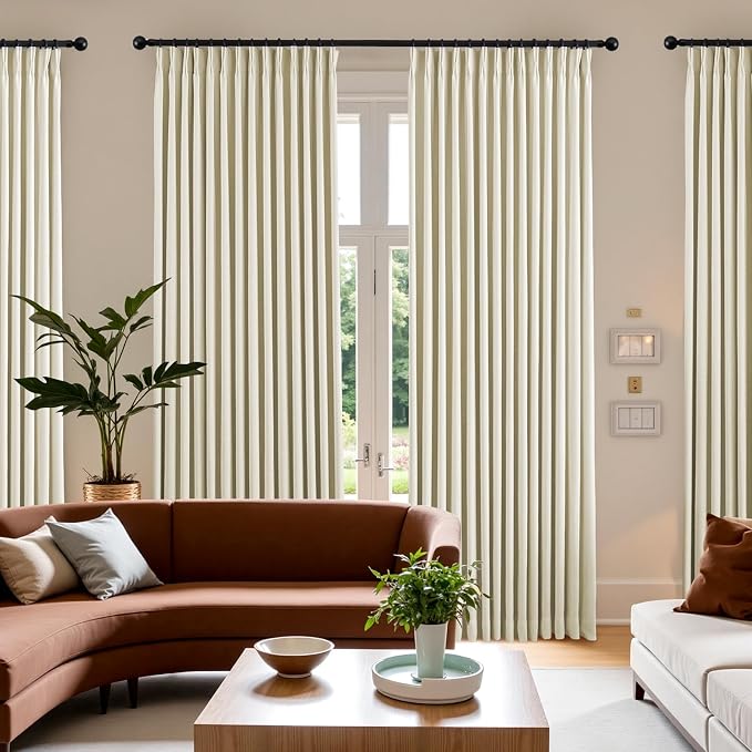 Pinch Pleated Linen Curtains 100% Blackout 95 Inches Long - Image 6