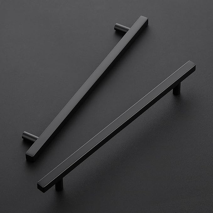 Ravinte Black Cabinet Handles 25 Pack 10 inch Matte Black Square Cabinet Pulls Kitchen Hardware 12-1/2 inch Overall Length Kitchen Drawer Pulls