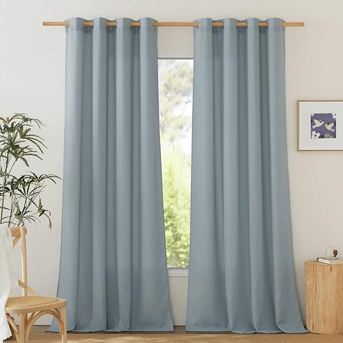 NICETOWN Linen Flax Semi Sheer Curtains 92" Length, Grommet Window Treatments by NICETOWN
