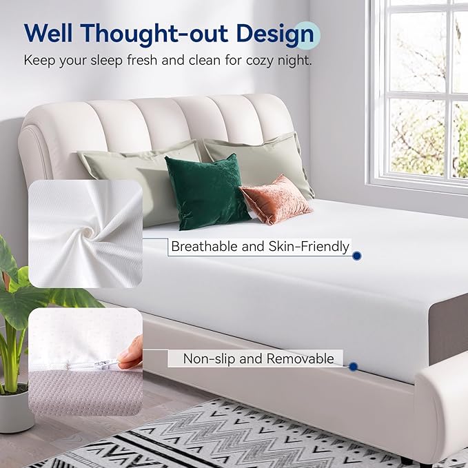 Amazon Basics Memory Foam Mattress, Soft Plush Feel, 12 Inch, Queen, White/Grey