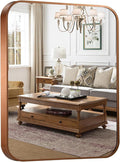 Rectangle Bathroom Mirror for Wall Decor, 30x36 Inch Brushed Bronze Metal Framed Rectangular Mirror for Bathroom Vanity, Living Room, Bedroom, Farmhouse, Hangs Vertically or Horizontally