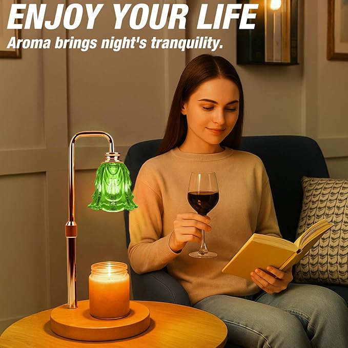 Candle Warmer Lamp with Timer and Dimmer, Electric Wax Warmers for Scented Candles with 5 Brightness Settings, Anti-Glare Lamp with Adjustable Height, Home Decor, Gift for Christmas, Birthday