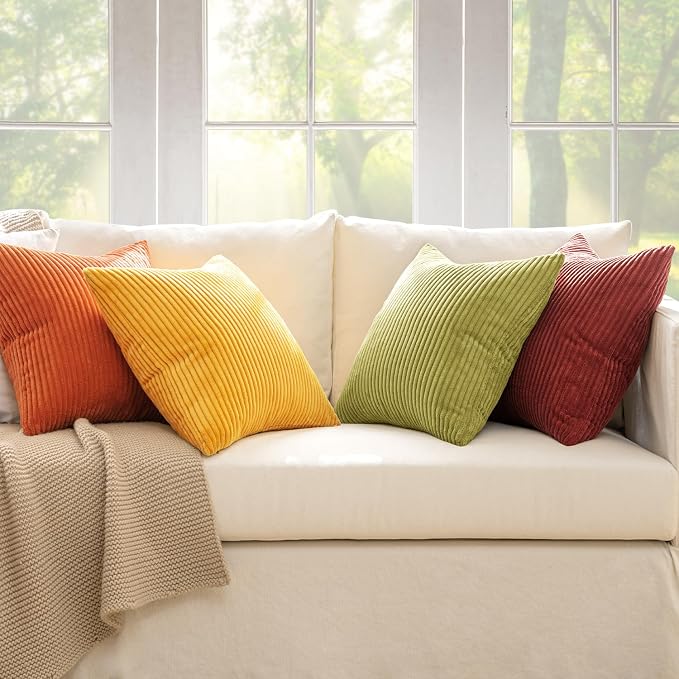 MIULEE Fall Decorative Throw Pillow Covers Yellow Orange Rust 20x20 | Set of 4 - Image 5