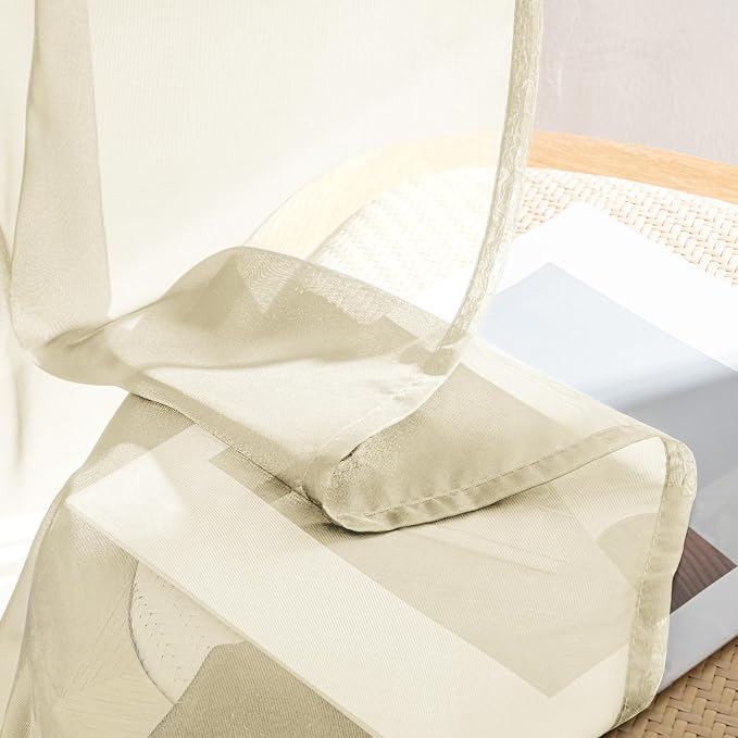 MIULEE Light Cream Sheer Curtains 90 Inches Long 4 Panels 42 x 90 Inches | - Image 7