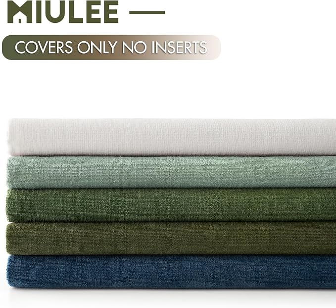 MIULEE Greyish Green Chenille Couch Throw Pillow Covers, 20x20 | Set of 2 - Image 6