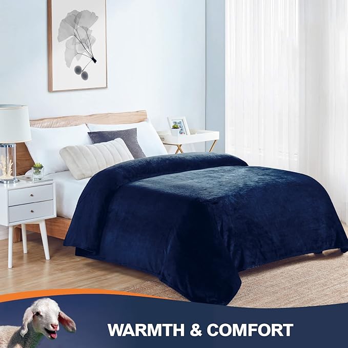Walensee Fleece Blanket Plush Throw Fuzzy Lightweight (California King Size 108x102navy Blue) Super Soft Microfiber Cal King Size Flannel Blankets for Couch, Bed, Sofa Warm and Cozy for All Seasons