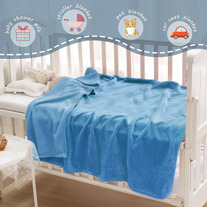 Exclusivo Mezcla Fleece Throw Blanket for Couch, Super Soft and Warm Blankets, Washed Blue Throw All Season Use, Cozy, Plush, Lightweight, 40x50 inches