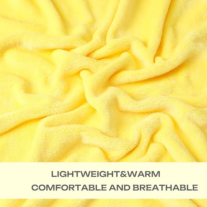 Yellow Fleece Plush Throw Blanket 90"x90"for Couch Sofa Fuzzy Cozy Flannel | - Image 4