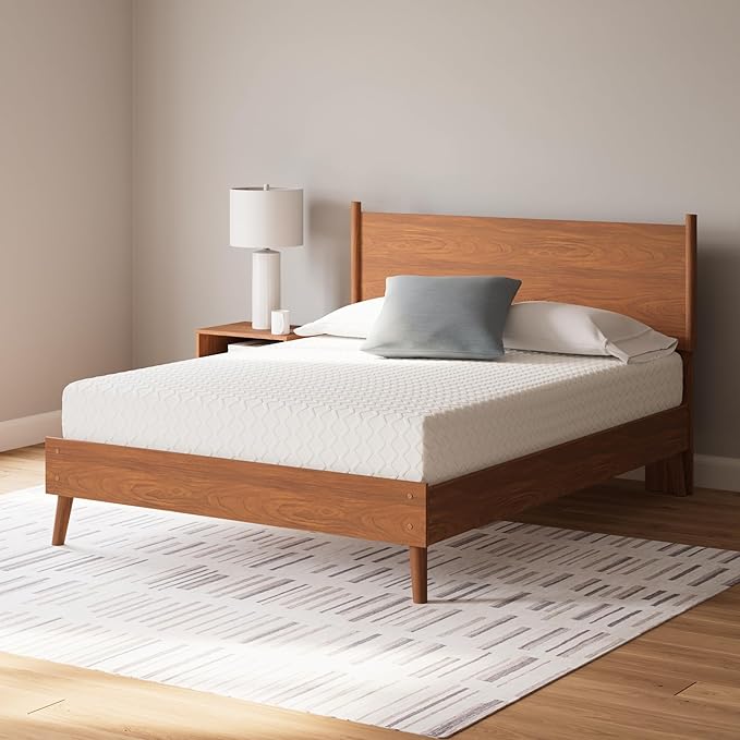 Signature Design by Ashley Queen Size Chime 10 Inch Medium Firm Memory Foam Mattress with Green Tea & Charcoal Gel for Pressure Relief, Fiberglass Free, Mattress In A Box