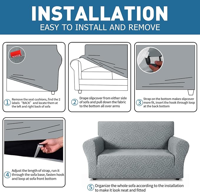 ZNSAYOTX 1 Piece Stretch Loveseat Covers - Image 4
