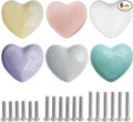 Ceramic Drawer Knobs Heart Shape Colorful Heart Cabinet Dresser Pulls Handles with 3 Sized Screws, Kitchen Furniture Knobs for Closet Cupboard Wardrobe (Mixed Color, 6 Pack) (6packmixcolor)
