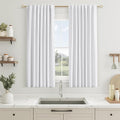 White 100% Blackout Linen Curtains 54 Inch Length 2 Panels Set by Guken