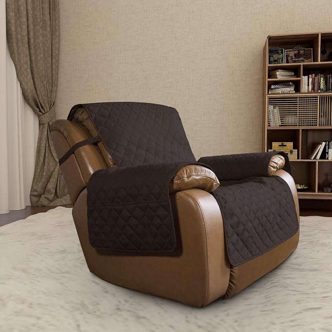 Easy-Going Reversible Couch Cover, Oversized Recliner, Chocolate/Ivory | - Image 2