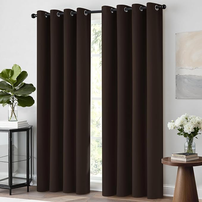 Yakamok Room Darkening Curtains 52x84 inch Length Dark Brown-Living Room | 2 - Image 3
