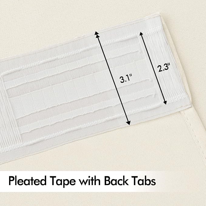MIULEE Birch Back Tab Blackout Curtains 52x63 Inches Long 2 Panels Set | Rod - Image 4