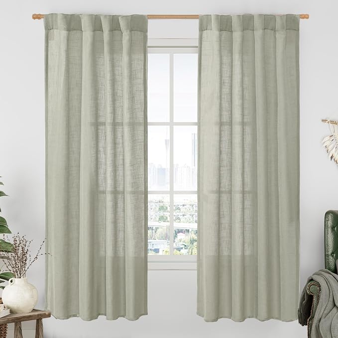 Light Filtering Linen Curtains 72 inches Long by LAMIT