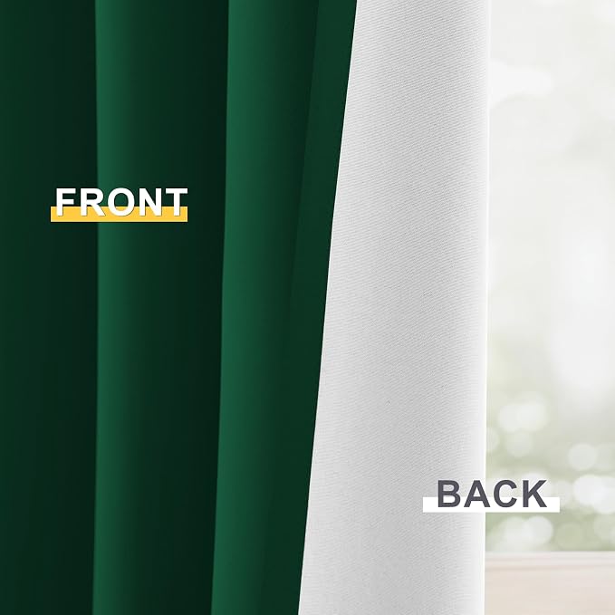 Yakamok Dark Green 100% Blackout Curtains 84 Inches Long 50" Wide 2 Panels | - Image 6