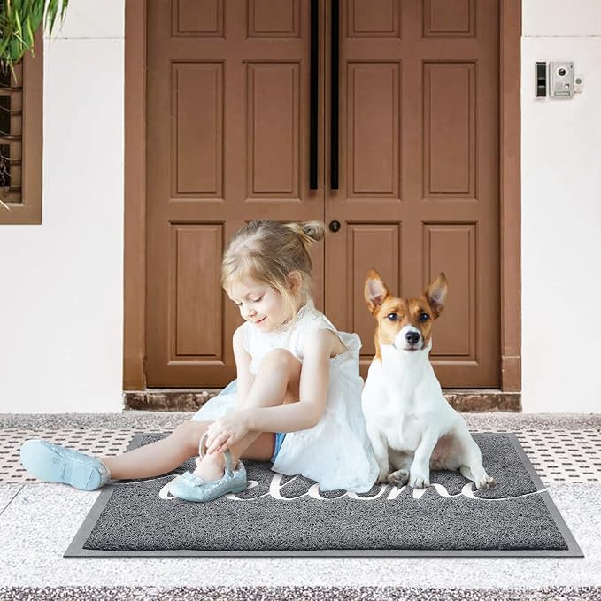 Grey Door Mat Welcome Mats Outdoor Indoor Doormat - Image 2