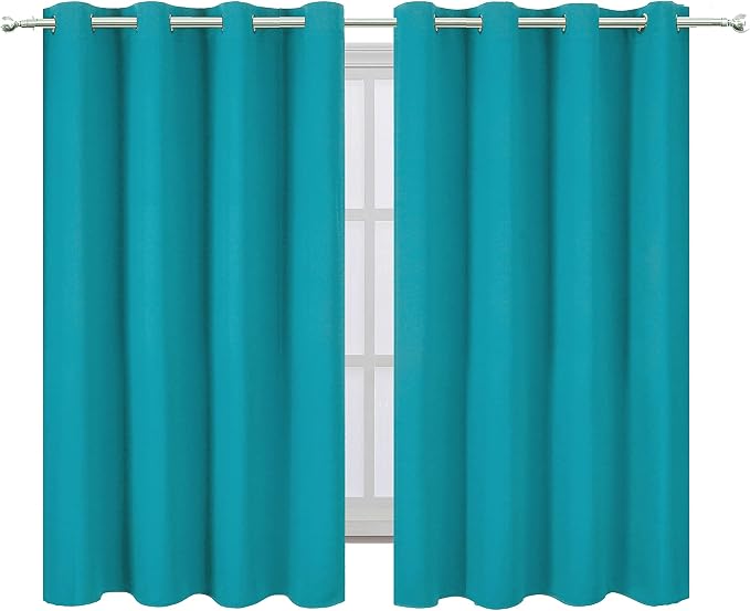 Teal Thermal Blackout Curtains/52 x 54 Inch/Set of 2 Panels Room Darkening - Image 2