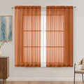 Orange Sheer Curtains 63 Inches Long 2 Panels Set, Light Filtering Sheer by OVZME