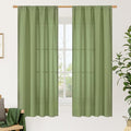 Green Linen Curtains 63 inch Length by LAMIT