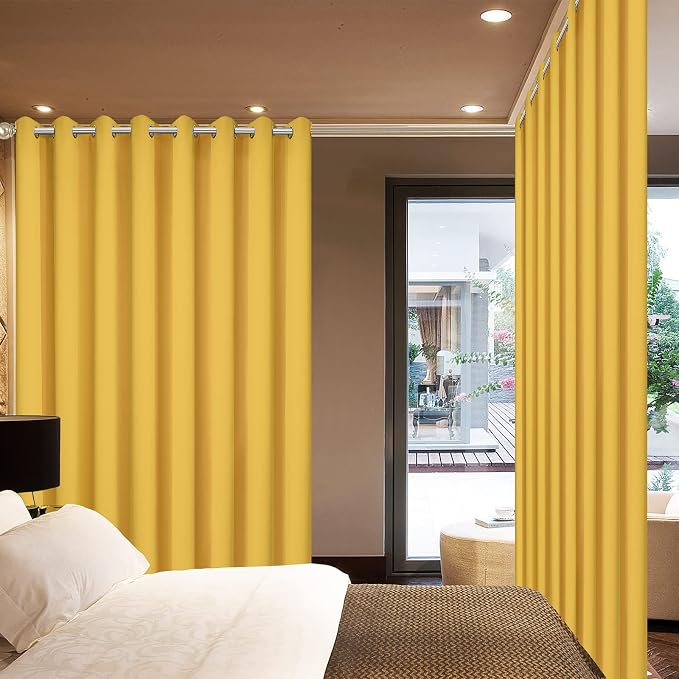 Yakamok Mustard Yellow Room Darkening Curtains 84 inch Sliding Door Drapes | 1 - Image 2