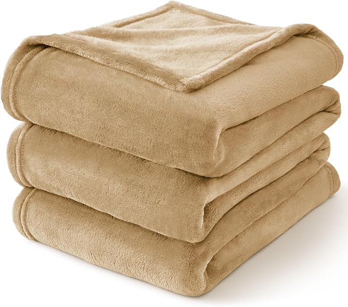 BEDELITE Fleece Blanket Soft Plush King Bed Blanket Light Camel 108"x90" | - Image 7