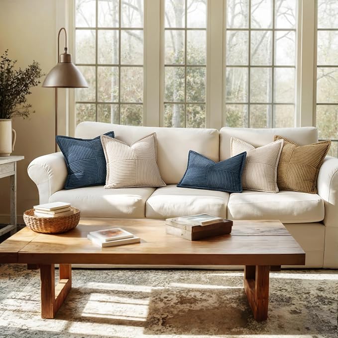 MIULEE Decorative Lumbar Throw Pillow Covers 14x22 Inch Blue 2 Pack | Boho - Image 3