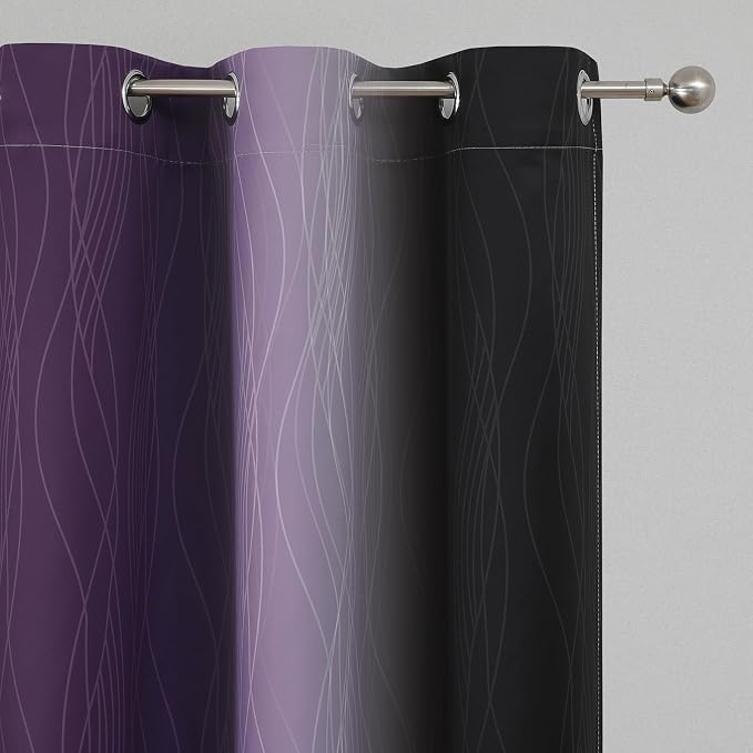 Black and Purple Ombre Blackout Curtains 54 Inch Length | Room Darkening - Image 4