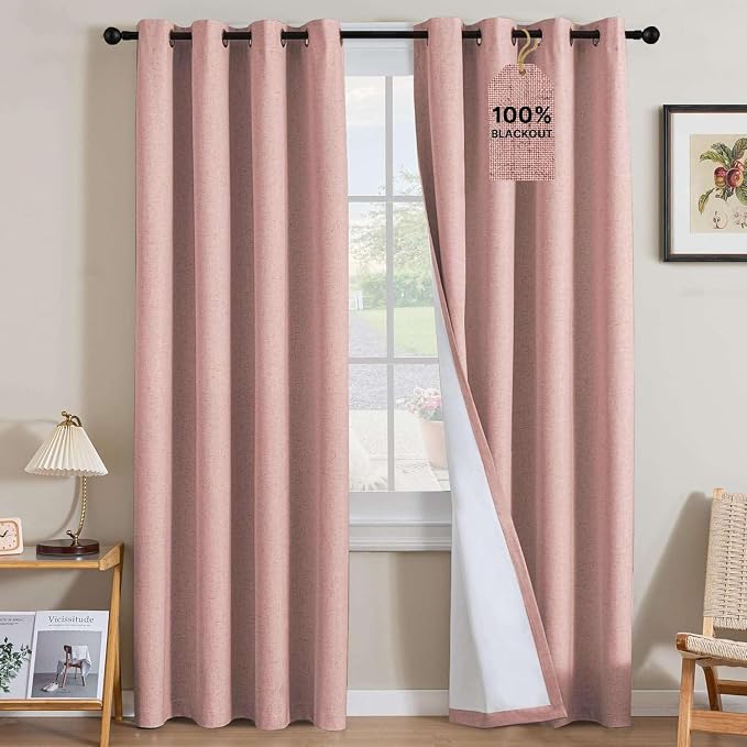 H.VERSAILTEX Linen Curtains 100% Blackout Curtains by HVERSAILTEX