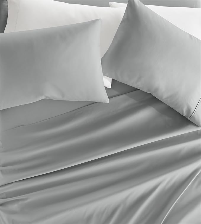 Linen Market Double-Brushed Microfiber Queen Sheet Set 4 Piece – Oeko-TEX Certified Ultra Soft & Wrinkle-Free - 16" Deep Pocket Sheets - Easy Care Queen Size - Light Gray