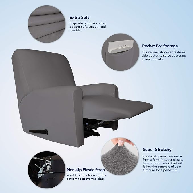 PureFit Stretc Recliner Chair Covers Fleece Soft Couch Covers - Image 3