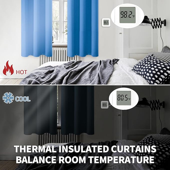 BGment Room Darkening Curtains 63 Inches Long - Grommet Thermal Insulated Drapes Window Treatment Curtains for Bedroom, 2 Panels, 42 x 63 Inch, Classic Blue