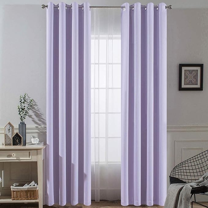 Yakamok Room Darkening Curtains 52x84 inch Length Lilac-Living Room | 2 panels by Yakamok
