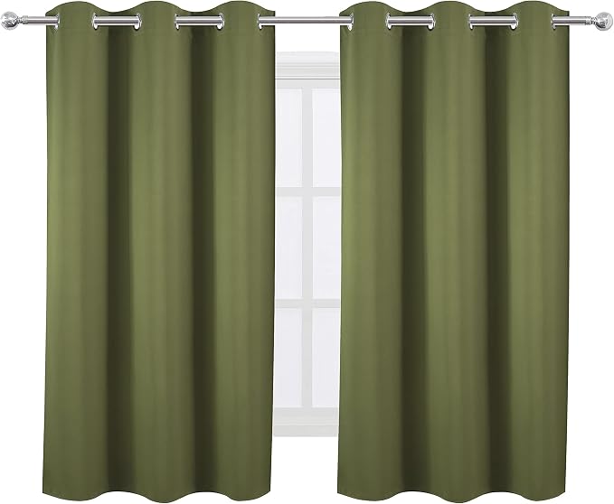 Oilve Green Blackout Curtains 38 x 54 Inch Length/Set of 2 Curtain - Image 2