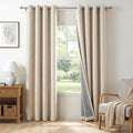 Linen Textured Total Blackout Curtains 84 Inches Long, Oatmeal | 100% Blackout by 100BlackoutShield