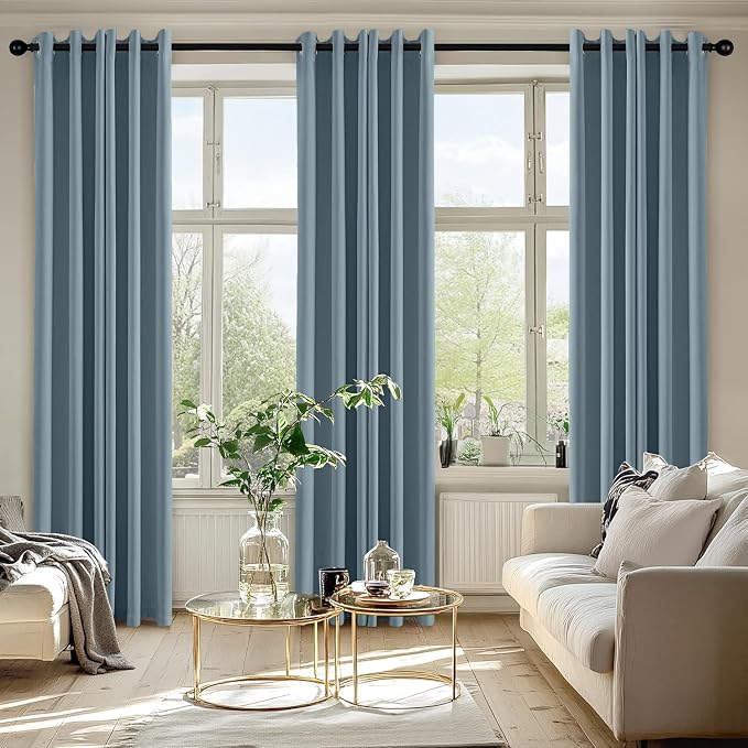 MIULEE Blackout Curtains for Bedroom 2 Panel 40 x 72 Inch Long Greyish Blue | - Image 6