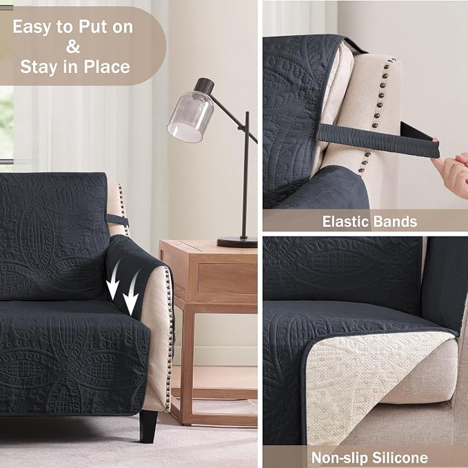 Water Repellent Loveseat Cover for 2 Cushion Couch, Machine Washable Love Seat - Image 5