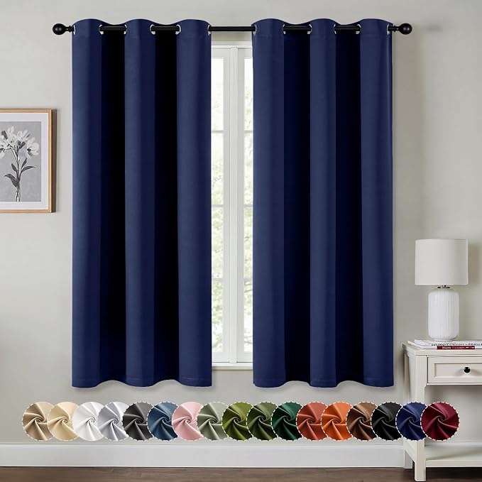 MIULEE Blackout Curtains for Bedroom 2 Panels 40 x 64 Inch Long Navy Blue | by MIULEE