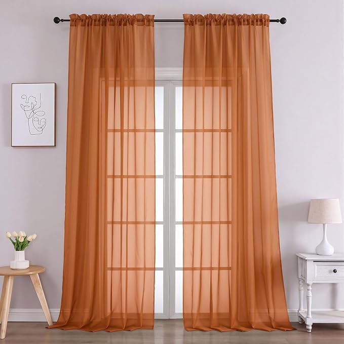 Orange Bedroom Curtains 2 Panel Sets 96 Inch Length, 59 Inch Extra Wide Light by OVZME
