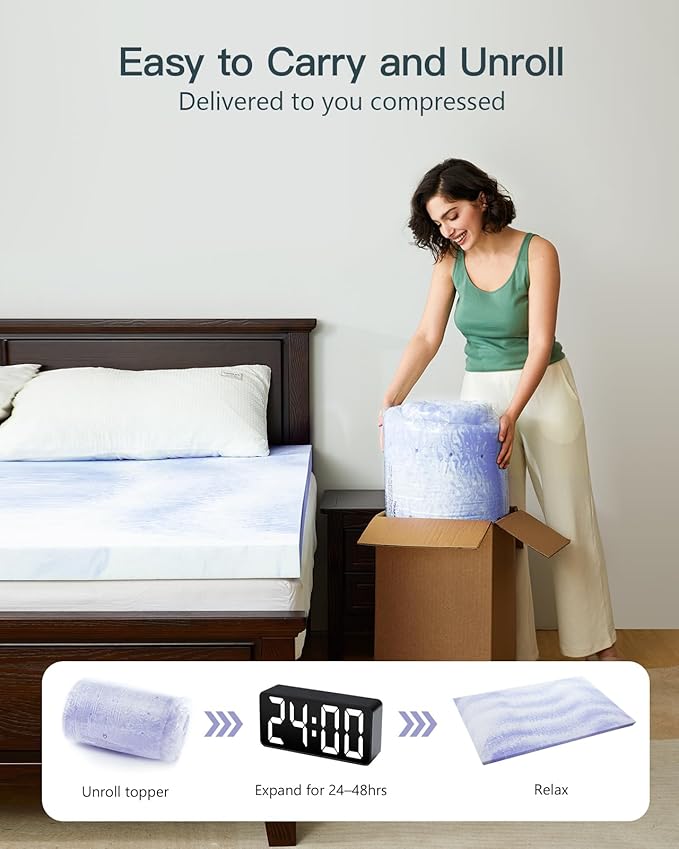 PERLECARE 3 Inch Memory Foam Mattress Topper Full, Cooling Gel Infused Mattress Pad, Ventilated Bed Topper for Pressure Relief Back Pain, CertiPUR-US Certified