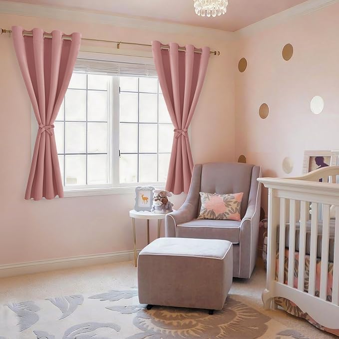 Blackout Curtains for Bedroom, 2 Panels, Dusty Rose, 52 x 45 Inch | Thermal - Image 6