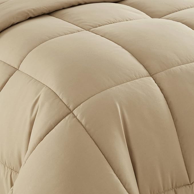 King Size Comforter Set with Sheets - 7-Piece Bedding Collection - 1 Comforter, 1 Fitted Sheet, 1 Flat, 4 Pillowcases - Deep Pocket - Soft & Breathable Premium Quality - Ideal for All Seasons, Taupe