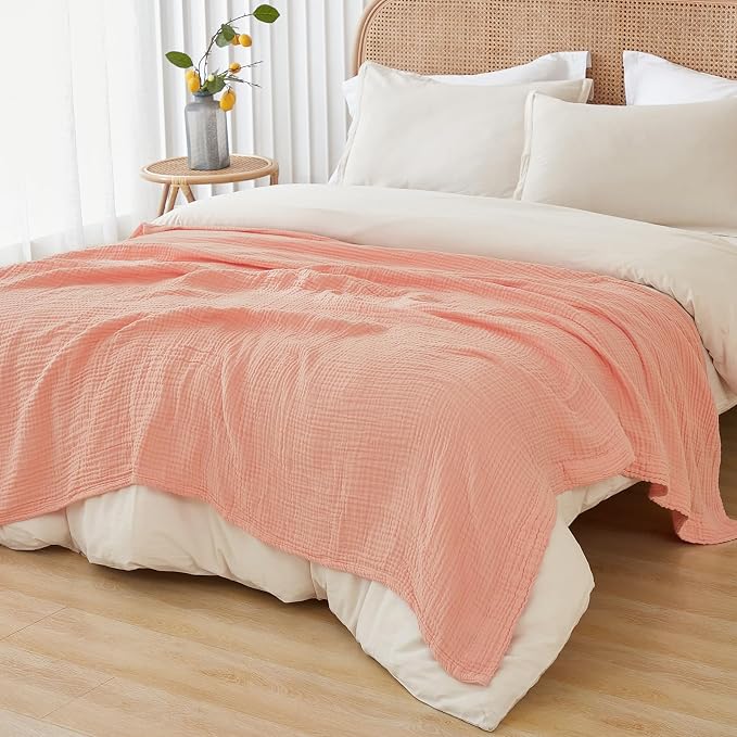 EMME Muslin Blankets for Adults Throw Blanket for Couch Breathable Gauze Soft - Image 7