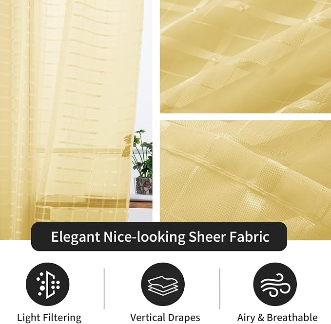 SpaceDresser Check Sheer Curtains 54 Inches Long - Image 4