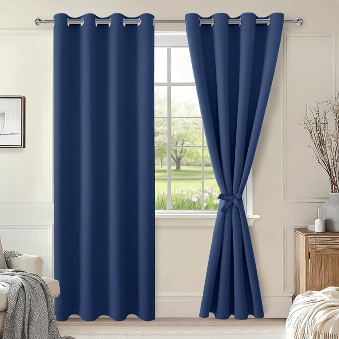Blackout Curtains for Bedroom, 52 x 84 Inches Long, 2 Panels | Thermal by Hiasan